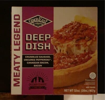 Meaty Legend Crumbled Sausage, Pepperoni, Bacon, Canadian Bacon Deep Dish Pizza