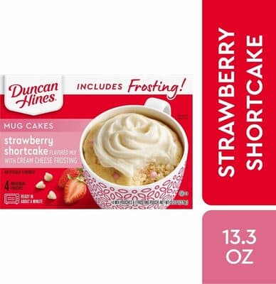 Strawberry Shortcake Flavored Mix with Flavored Cream Cheese Frosting Mug Cakes