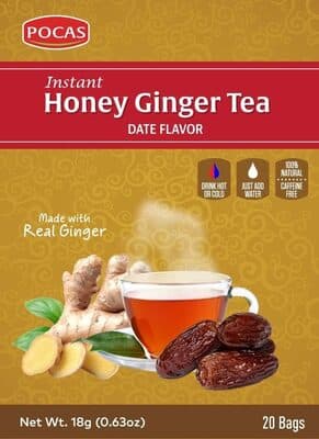 Date Flavor Instant Honey Ginger Tea Sachets