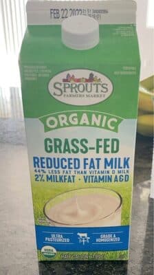 Organic Grass Fed Reduced Fat Milk