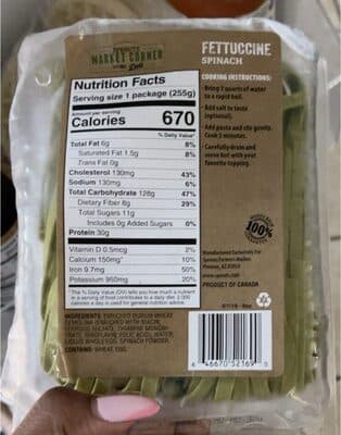 Fettuccine spinach