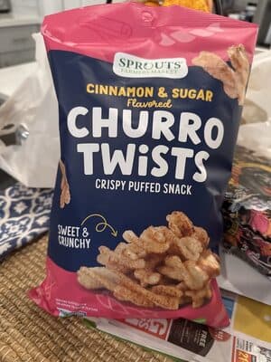 Cinnamon & Sugar Flavored Churro Twists Crispy Puffed Snack