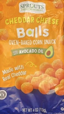 Cheddar Cheese Balls Oven Baked Corn Snack Made With Avocado Oil