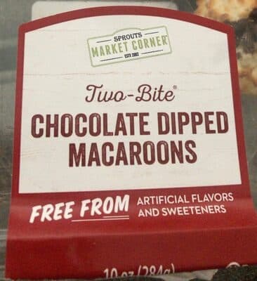 Two bite chocolate dipped macaroons