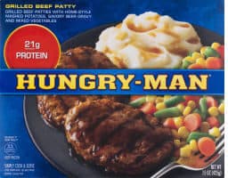 Grilled Beef Patty With Mashed Potatoes, Savory Beer Gravy And Mixed Vegetables