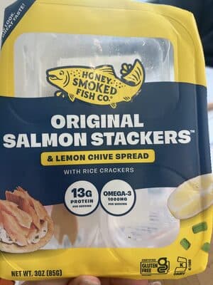 Original Salmon Stackers & Lemon Chive Spread with Rice Crackers