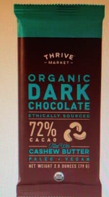 Organic dark chocolate 72% filled with cashew butter