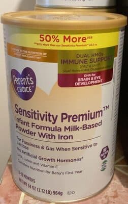 Sensitivity premium formula milk based powder with iron