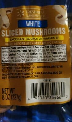 Sliced White Mushrooms