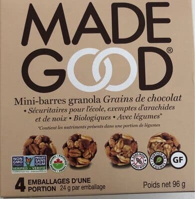 Mini-barres granola grains de chocolat