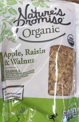 Apple, Raisin & Walnut Granola Made with Organic Whole Grains, Raisins, Walnuts, Sunflower Seeds, Dried Apples and Cinnamon