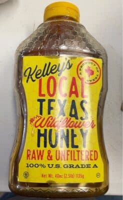 Kelleys local texas wildflower honey raw & unfiltered