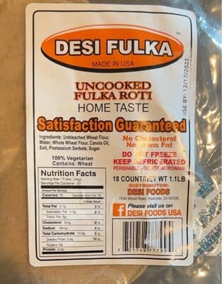 Uncooked Fulka Roti