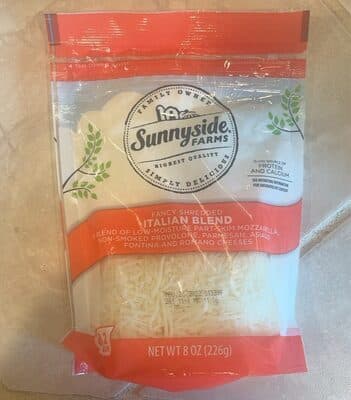 Italian Style Shredded Low-Moisture Part-Skim Mozzarella, Cheddar, Provolone and Asiago Cheese