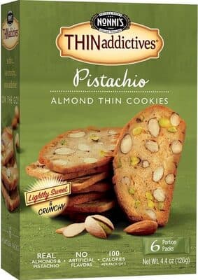 Pistachio Almond Thin Cookies, Lightly Sweet & Crunchy
