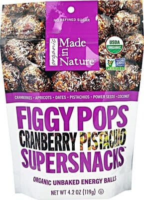 Cranberry Pistachio Figgy Pops Supersnacks Organic Unbaked Energy Balls