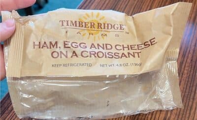 Ham egg and cheese on a croissant