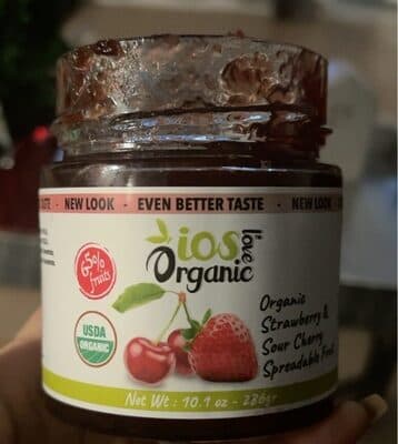 Organic strawberry & sour cherry spreadable fruit