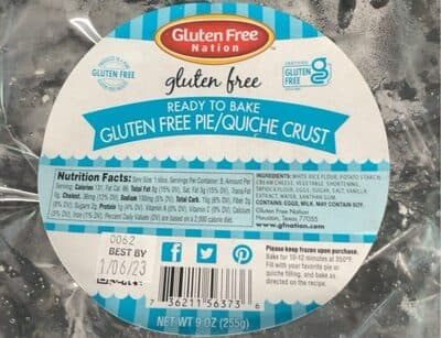 Gluten Free pie /quiche crust