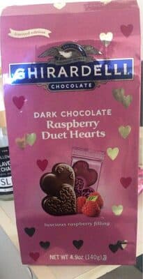 Dark Chocolate Raspberry Duet Hearts