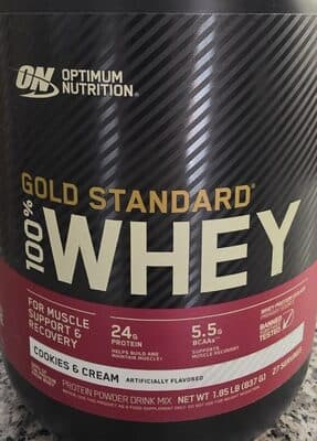 Cookies & Cream Flavored Gold Standard 100% Whey Protein Powder Drink Mix