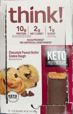 Chocolate Peanut Butter Cookie Dough Keto Protein Bars