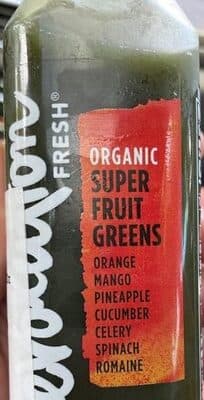 Organic Super Fruit Greens Orange, Mango, Pineapple, Cucumber, Spinach, Romaine, Kale Fruit & Vegetable Juice Smoothie
