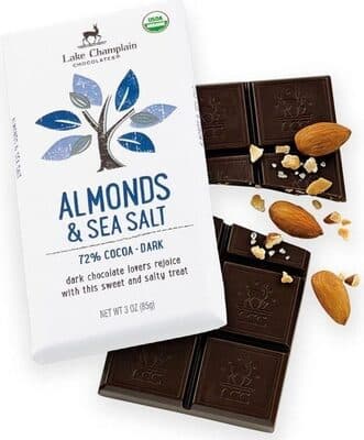 Lake Champlain Chocolates, Organic Extra-Dark Chocolate, Almonds & Sea Salt
