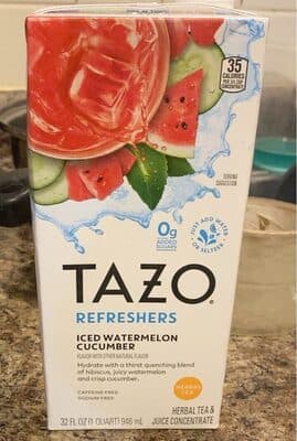 Iced Watermelon Cucumber Flavor Caffeine Free Refreshers Herbal Tea & Juice Concentrate