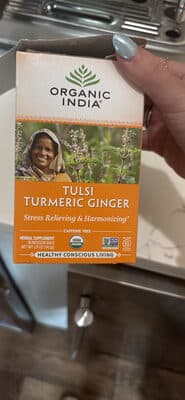 Organic India Caffeine Free Infusion Bags Tulsi Turmeric Ginger Herbal Supplement