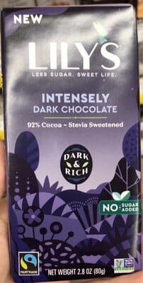 92% Cocoa Stevia Sweetened Intensely Dark Chocolate