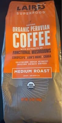 Organic Peruvian Coffee with Extracts of Functional Mushrooms