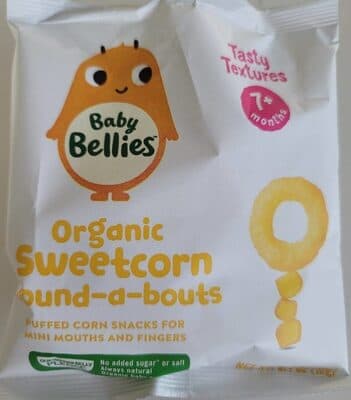 Bellies organic sweetcorn round a bouts puffed corn snacks food