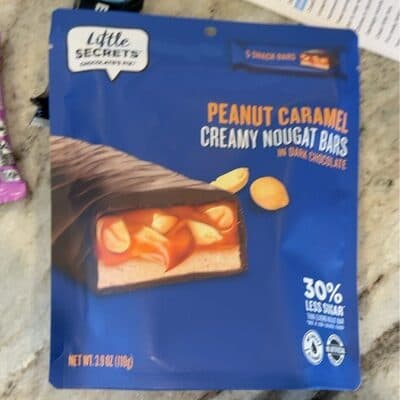 Peanut caramel creamy nougat bars in dark chocolate