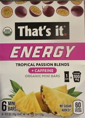 Energy Tropical Passion Blends Organic Mini Bars