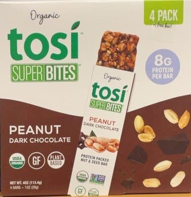 Tosi SuperBites Peanut Dark Chocolate Crunchy Snack Bar