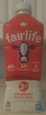 Ultrafiltered Lactose Free Whole Milk