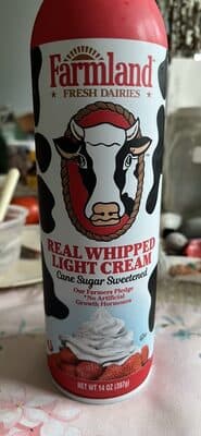 Cane Sugar Sweetened Real Whipped Light Cream