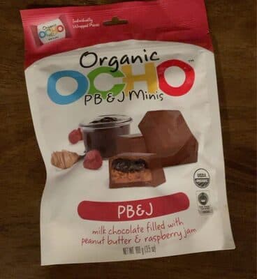 Pb & J Milk Chocolate Filled With Peanut Butter & Raspberry Jam Organic Minis