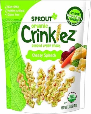 Organic Crinklez Popped Veggie Snack, Cheesy Spinach