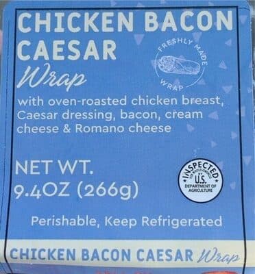 Chicken Bacon Caesar With Oven-Roasted Chicken Breast, Caesar Dressing, Bacon, Cream Cheese & Romano Cheese Wrap