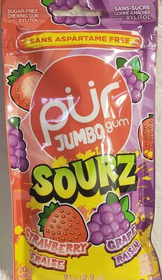 Jumbo Gum Sourz Strawberry Grape