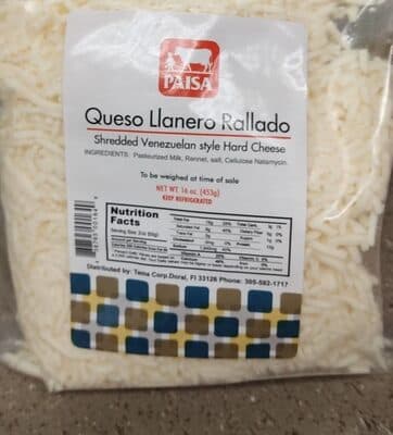 Queso Llanero Rallado Shredded Venezuelan Style Hard Cheese
