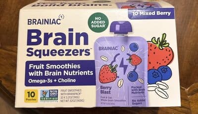 Brain Squeezers Fruit Smoothies with Brain Nutrients Omega-3s + Choline