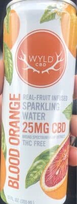 THC FREE BLOOD ORANGE BROAD SPECTRUM HEMP EXTRACT CBD 25 MG REAL - FRUIT INFUSED SPARKLING WATER, BLOOD ORANGE