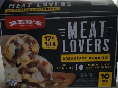 Meat lovers breakfast burrito