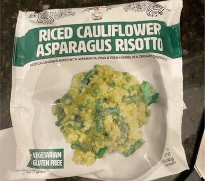 Riced cauliflower asparagus risotto
