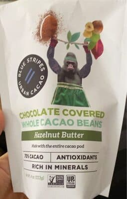 Chocolate Covered Whole Cacao Beans Hazelnut Butter