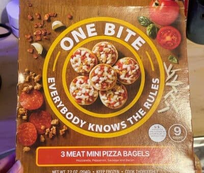 One Bite 3 meat mini pizza bagels