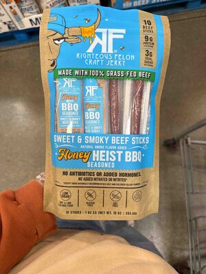 Honey Heist Bbq Seasoned Sweet & Smoky Beef Sticks Made With 100% Grass-fed Beef